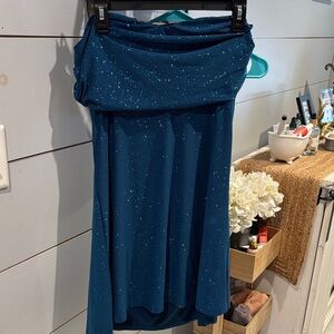 HOCO dress Elegant Blue Speckled strapless dress